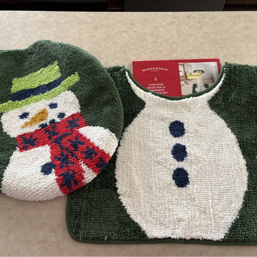 Christmas bathroom rug set